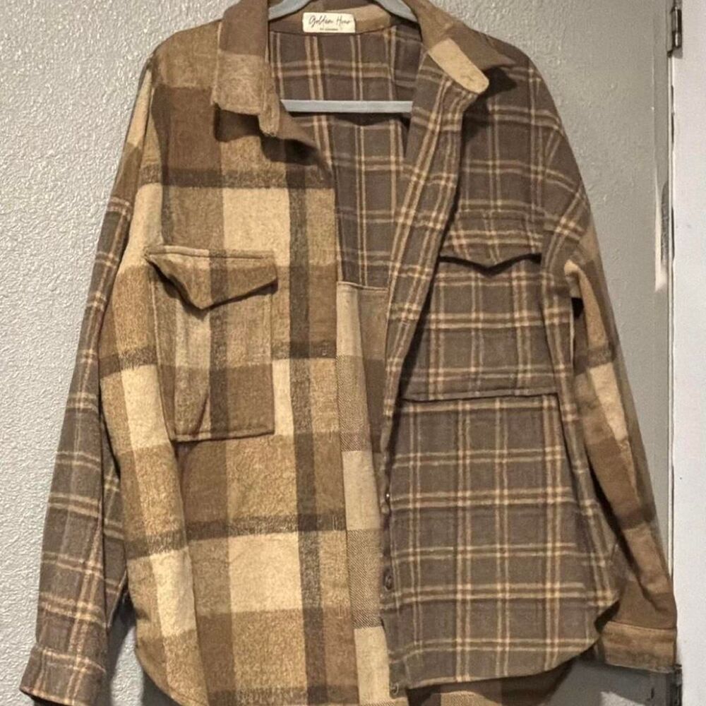Unbranded Women's Brown and Tan Shirt